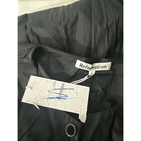 NWT $278 Reformation [‎ 2 ] Halia Long Sleeve Button-Up Dress in Black - Picture 3 of 15